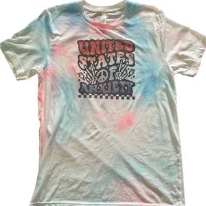 United States of anxiety Fourth of July Tye dyed bleached tee shirt